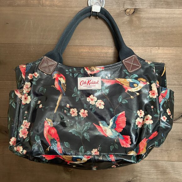 CATH KIDSTON London Vintage Bird Print Coated Canvas Oilcloth Tote Bag - Picture 1 of 5